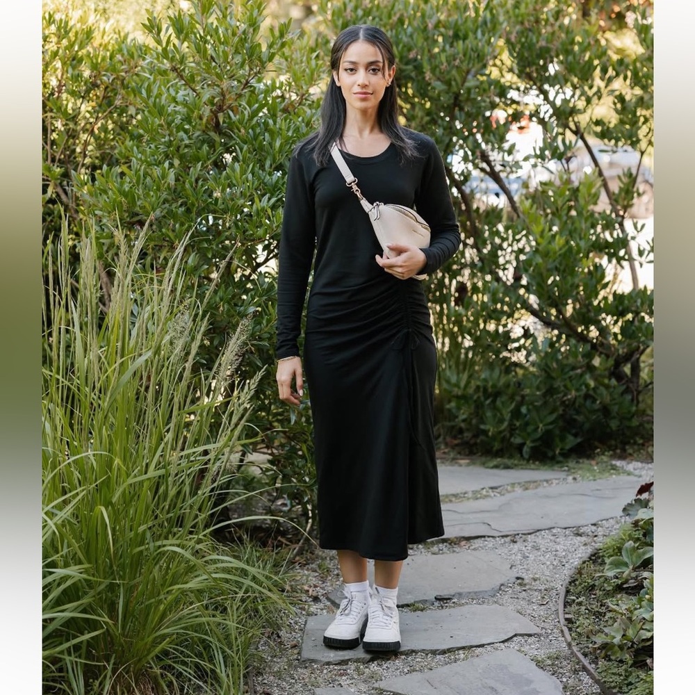 Smash+Tess Black Long Sleeve ‘Aubrey’ Dress with side ruching